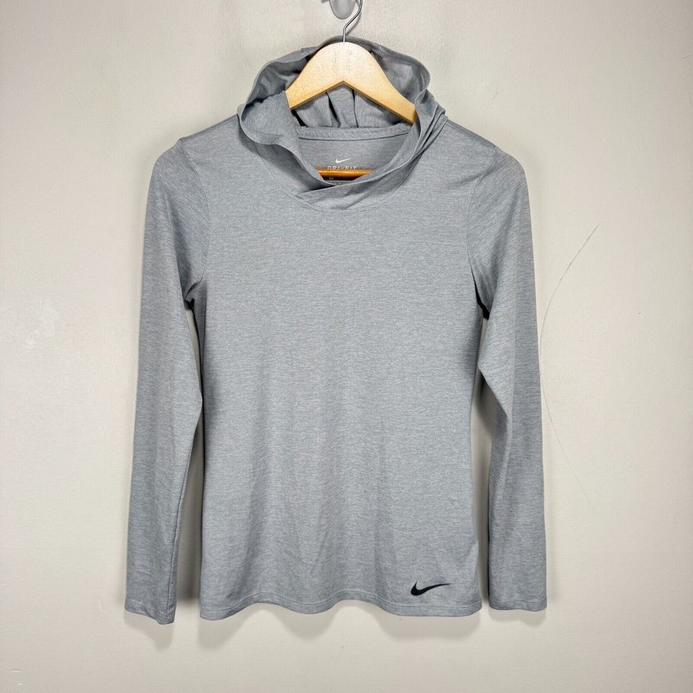Nike Space Dye Legend‎ Hoodie Shirt Women XS Gray Dri-Fit Wicking Gym Training